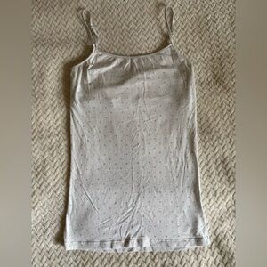 Aeropostale White Spaghetti Strap Camisole with Subtle Dot Texture